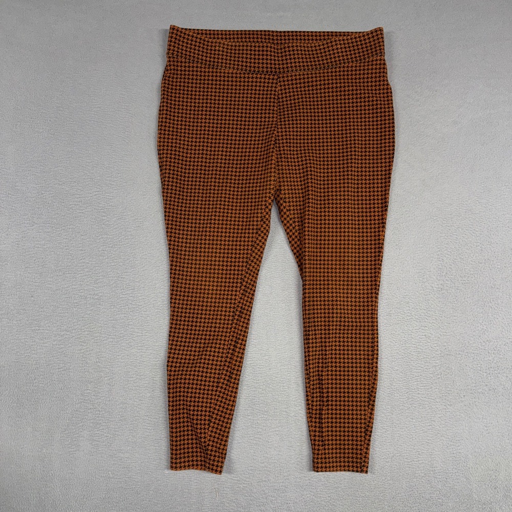 Lands End Pants Womens XL 18 Orange Houndstooth Starfish Legging Stretch Pull On